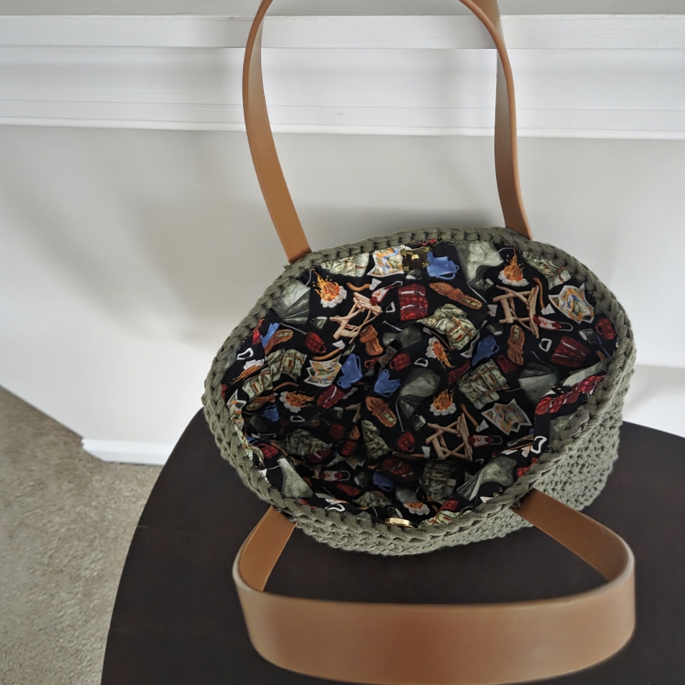 Stylish Tan and Green Women's Bag